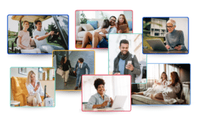 A variety of images of different customer personas including families, couples, and business travellers.