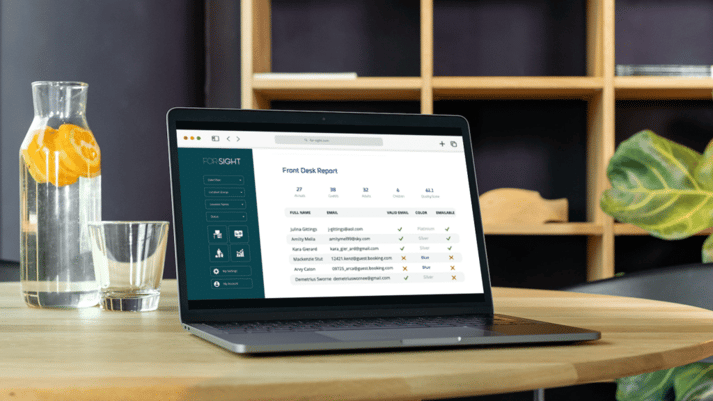 Computer showing For-Sight Front Desk Report