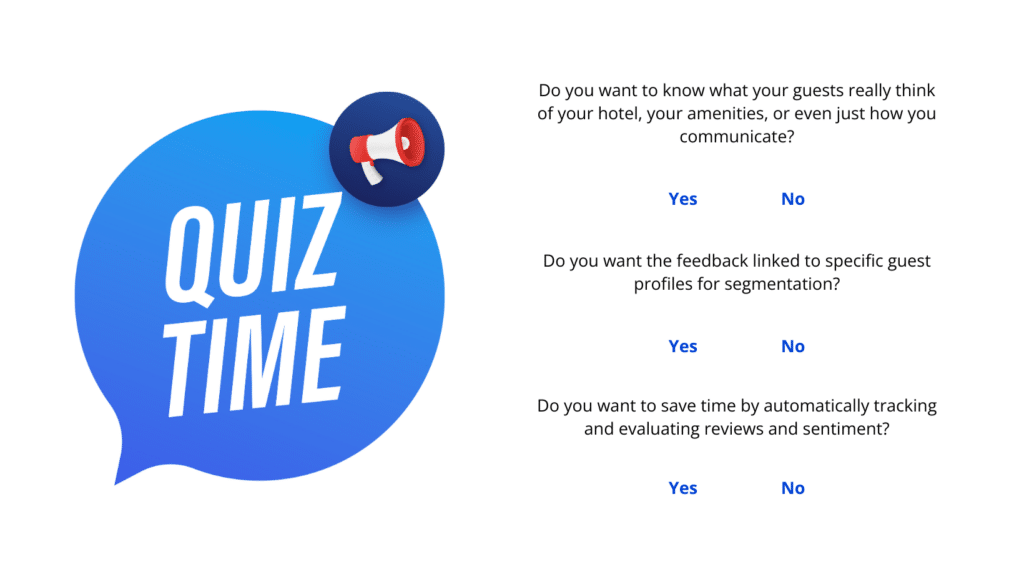 Quiz Image with questions about guest experience