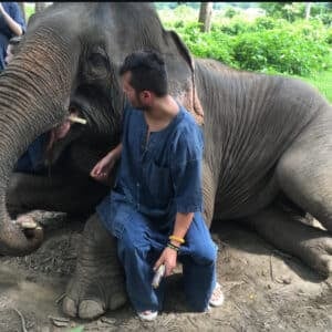 Gavin with an elephant